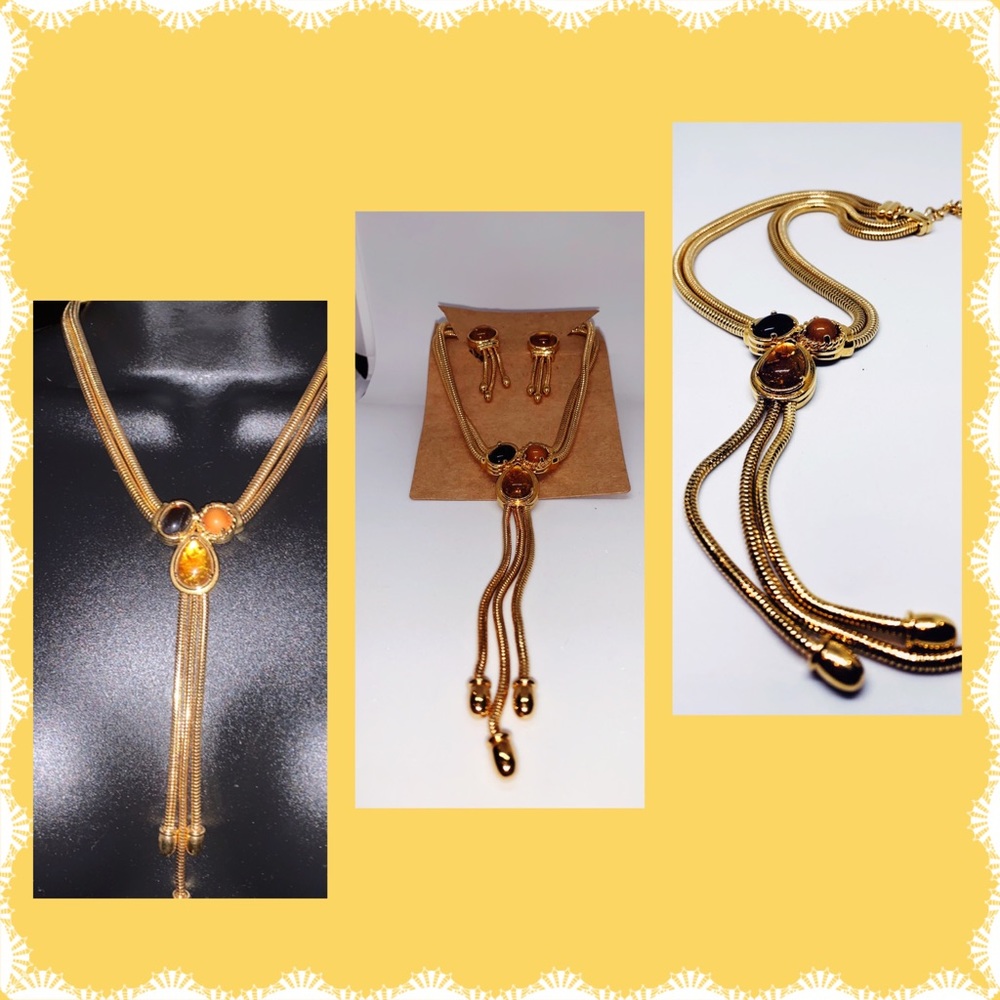 💥BEST PRICE💥Gold Drop Necklace & Clip Earrings,